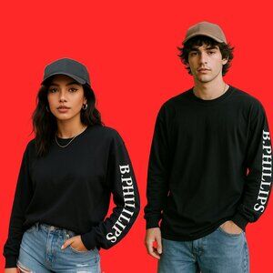 Vintage Phillips Steeplejacks Long Sleeve Graphic Tee | Black Ultra Cotton XL